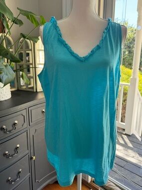 Lilly Pulitzer Women’s Ruffled V-Neck Tank Top - Turquoise Size L